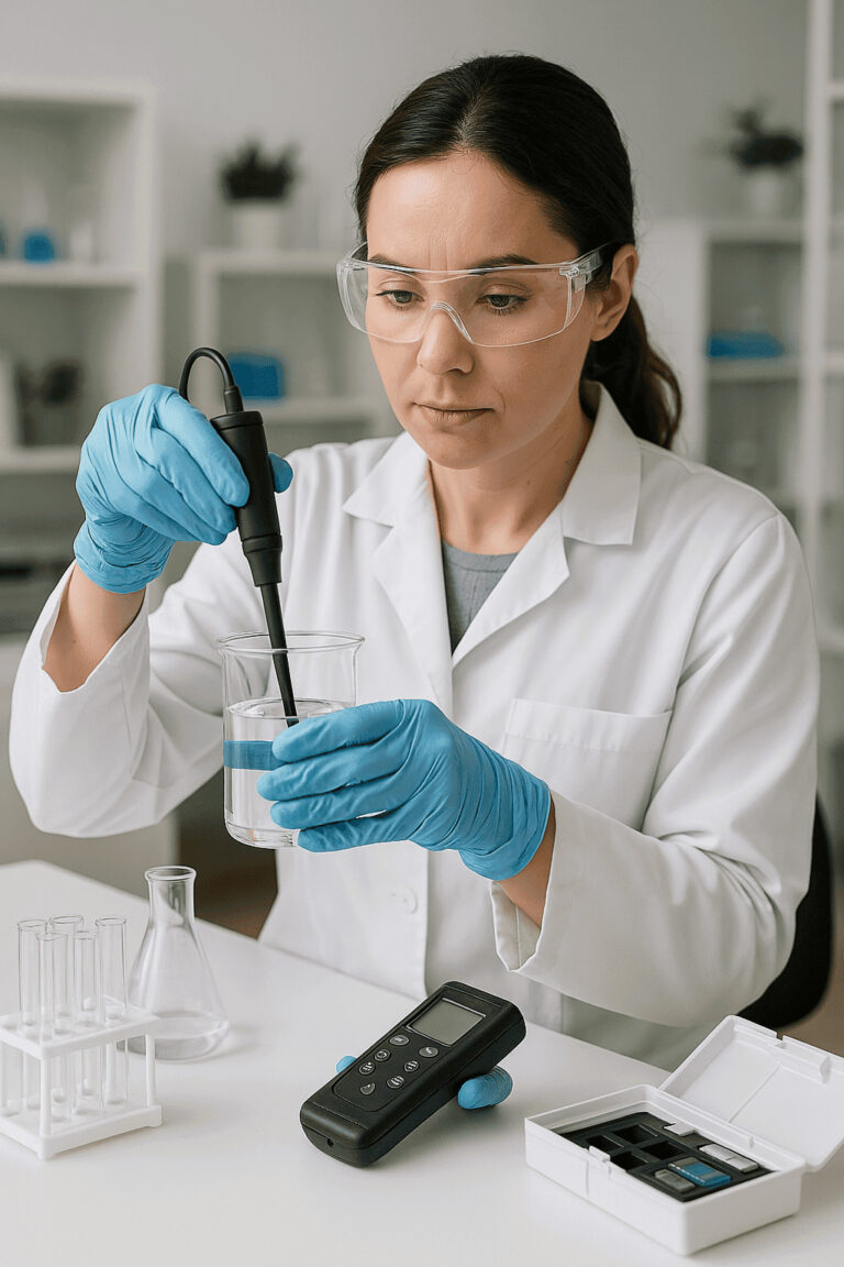 FSSAI water testing lab technician collecting sample for NABL report