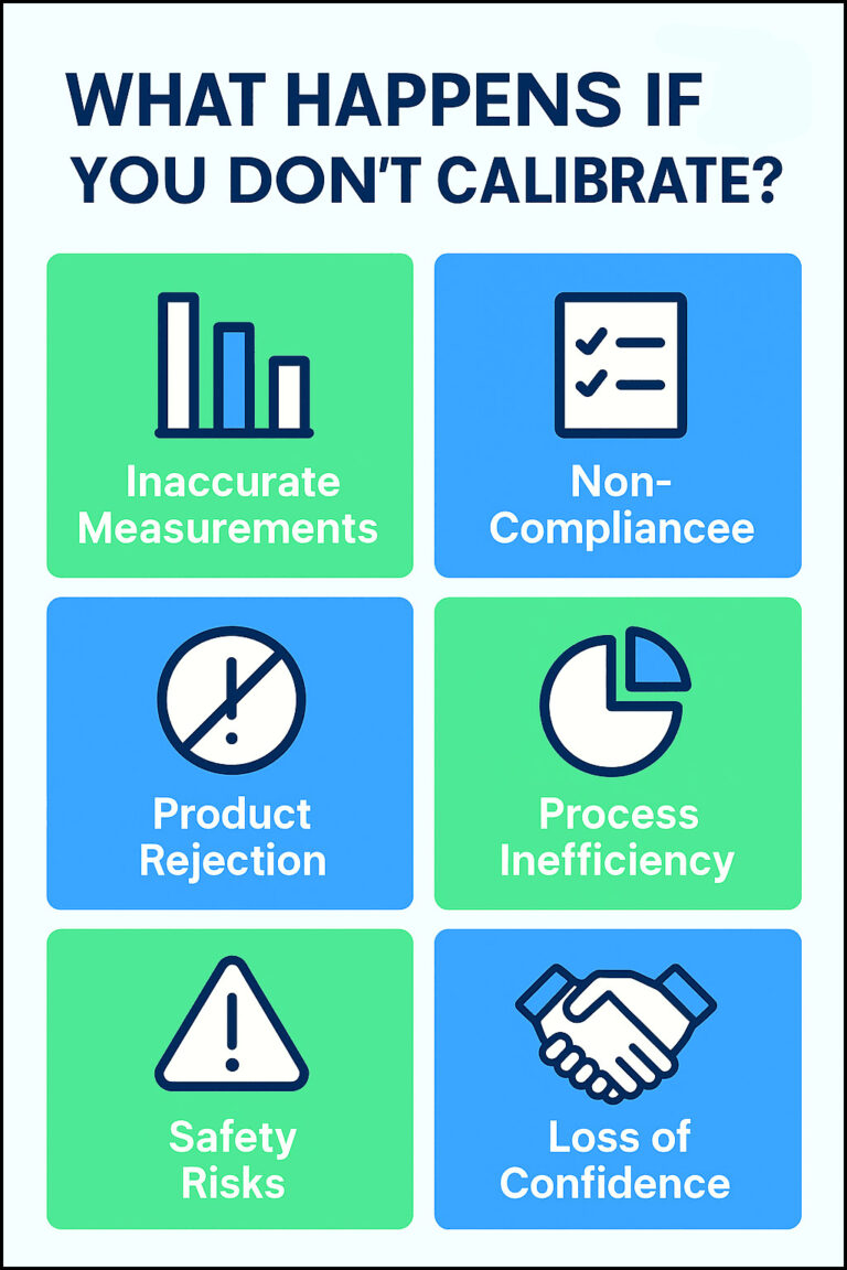 Consequences of not calibrating food testing equipment – inaccurate measurements, non-compliance, product rejection, process inefficiency, safety risks, and loss of confidence | FSSAI & NABL calibration importance India