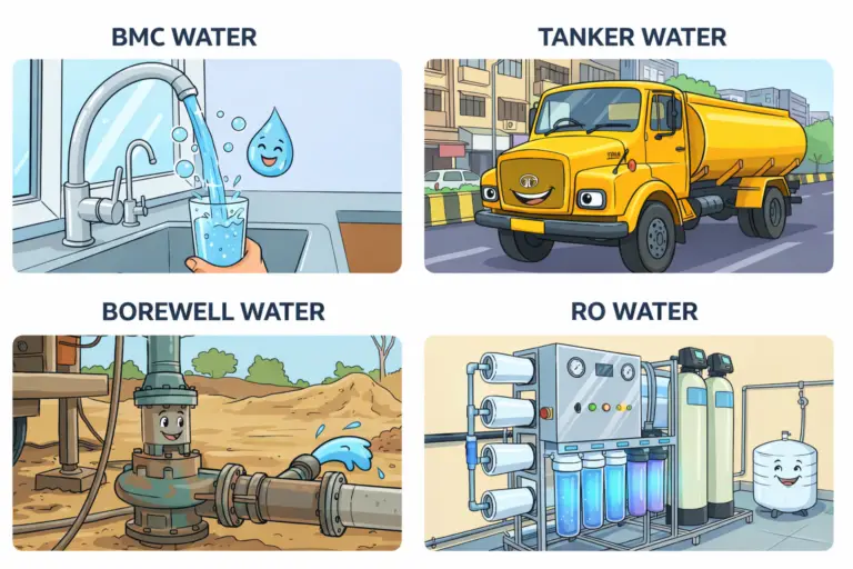 BMC water, tanker water, borewell water and RO water comparison for FSSAI water testing report, NABL accredited lab analysis and FDA audit compliance in Mumbai.